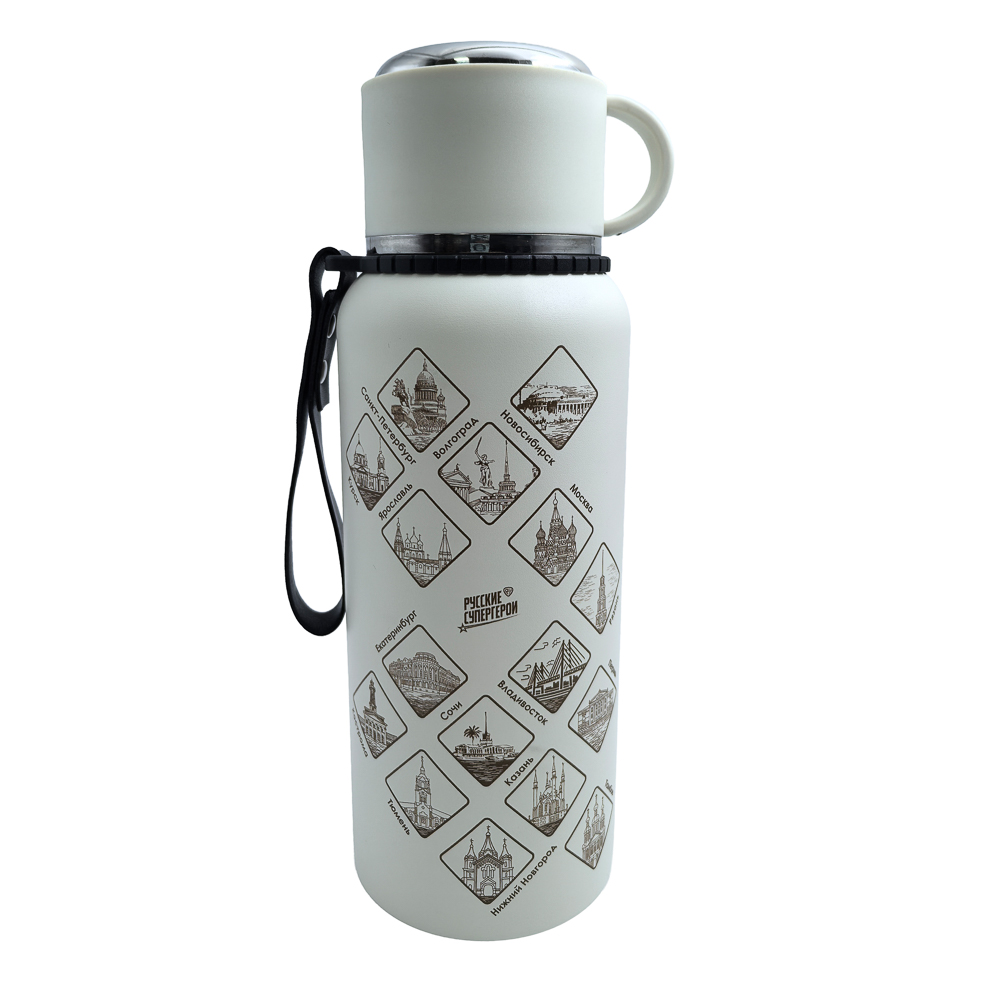 Термос тм BY Русские супергерои Экспедиция, 1,00 л, белый, арт.№ 841-915
