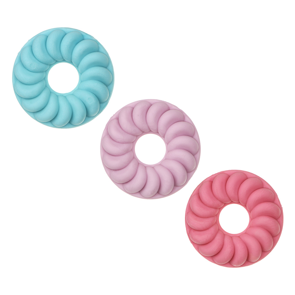 Ластик фигурный в форме пончика, ТПР, 4 цвета, 3,5х3,5х1,1 см, арт.№ 607-042