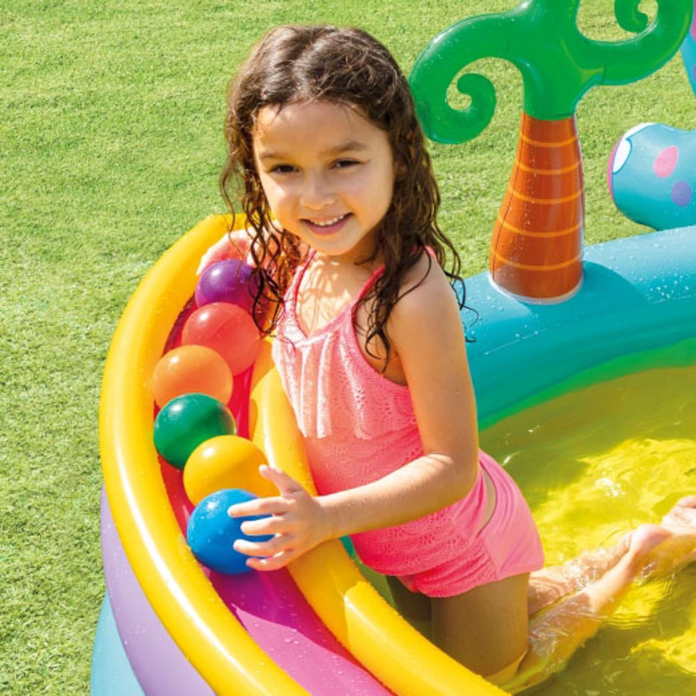 INTEX Игровой центр Динолэнд с горкой 302х229х112см, 280л, рем.комплект, возраст 2+, 57135NP, арт.№ 109-001