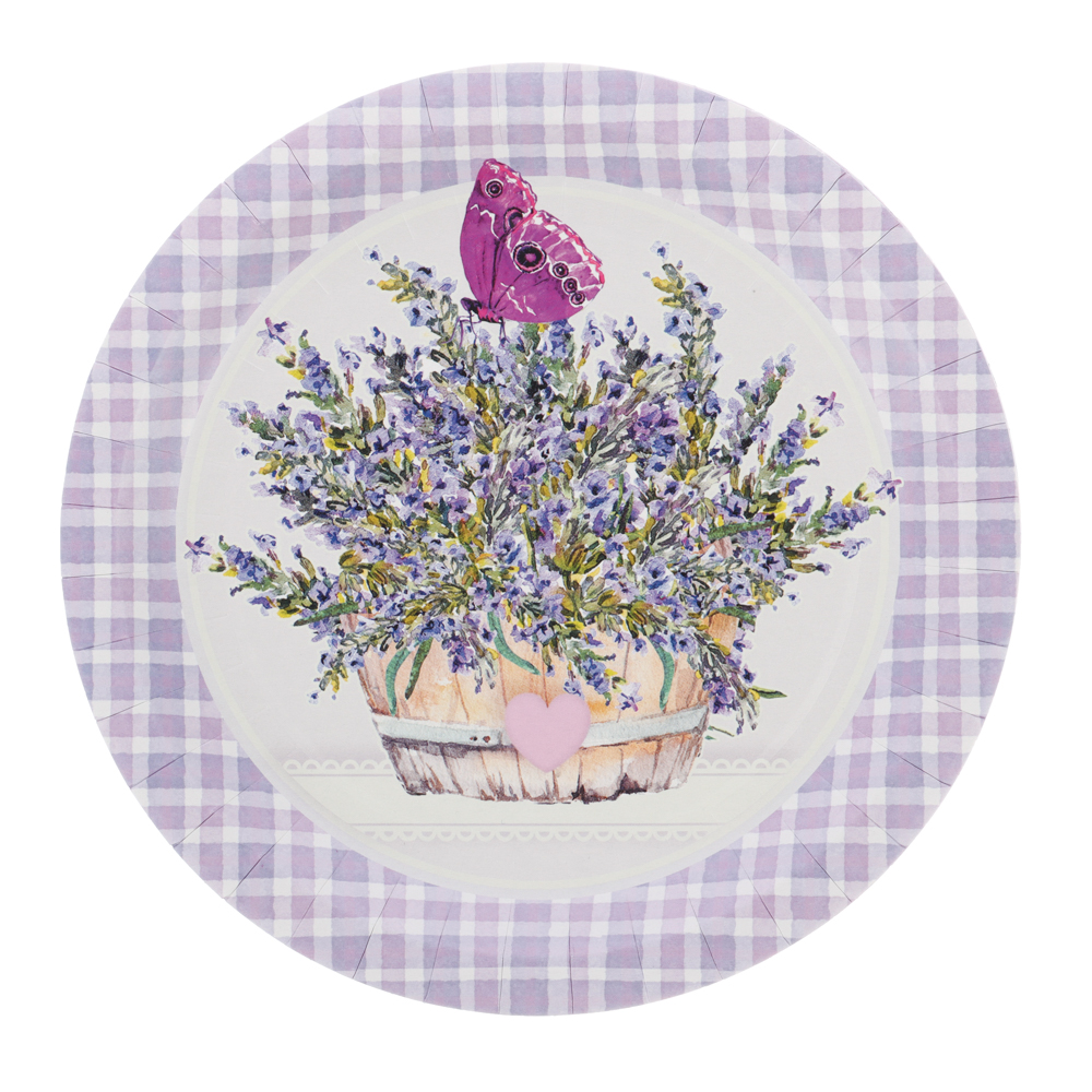 Набор бумажных тарелок Лаванда - 2, 6 шт d=230 мм, арт.№ 530-376