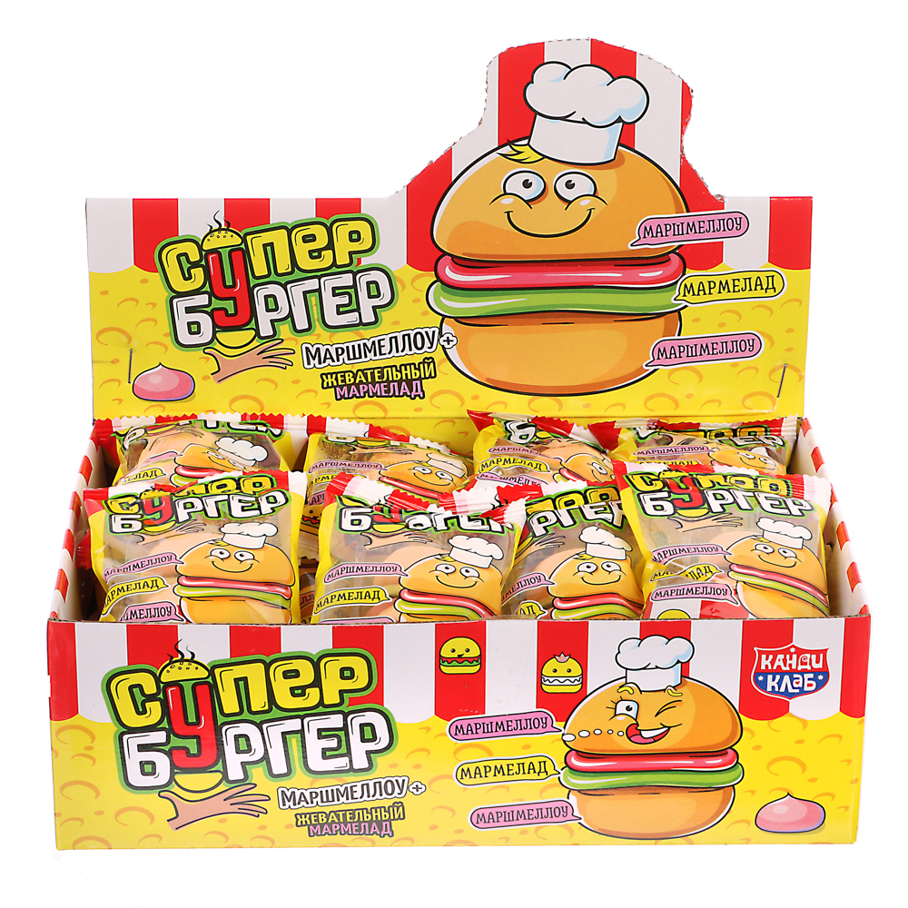 Маршмеллоу с жевательным мармеладом "СУПЕР БУРГЕР" 15гр, арт.№ 347-369