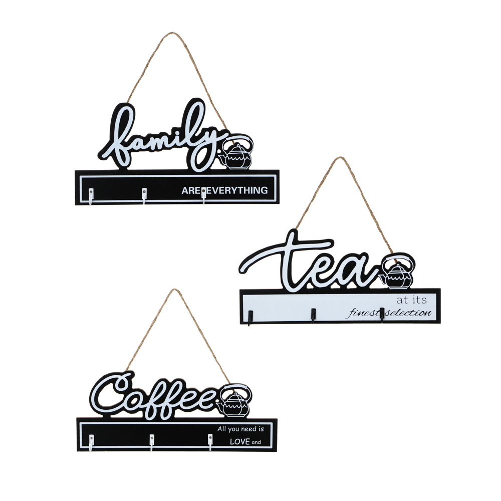 Ключница открытого типа на 3 крючка, МДФ, 29х8х15,8 см, 3 дизайна, арт.1-11, арт.№ 510-212