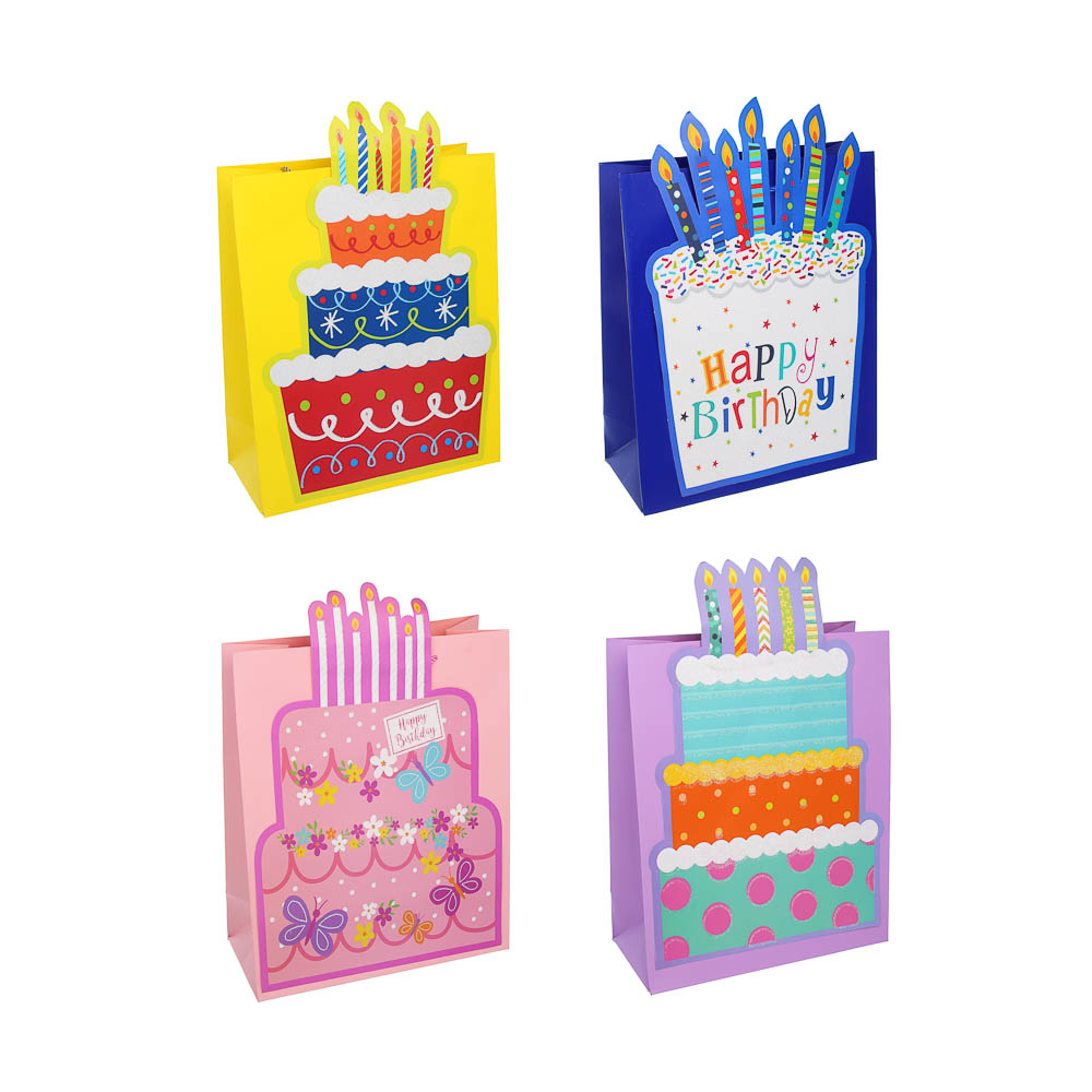 Пакет подарочный, тм Fntastic, аппликация, L 32x26x12см, бумага, 4 дизайна, арт.№ 507-420