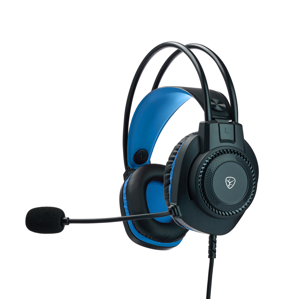 BY Наушники проводные с микрофоном игровые Сabasset 3.5мм 4pin-SPK+MIC 3,2 м, синие, арт.№ 410-081