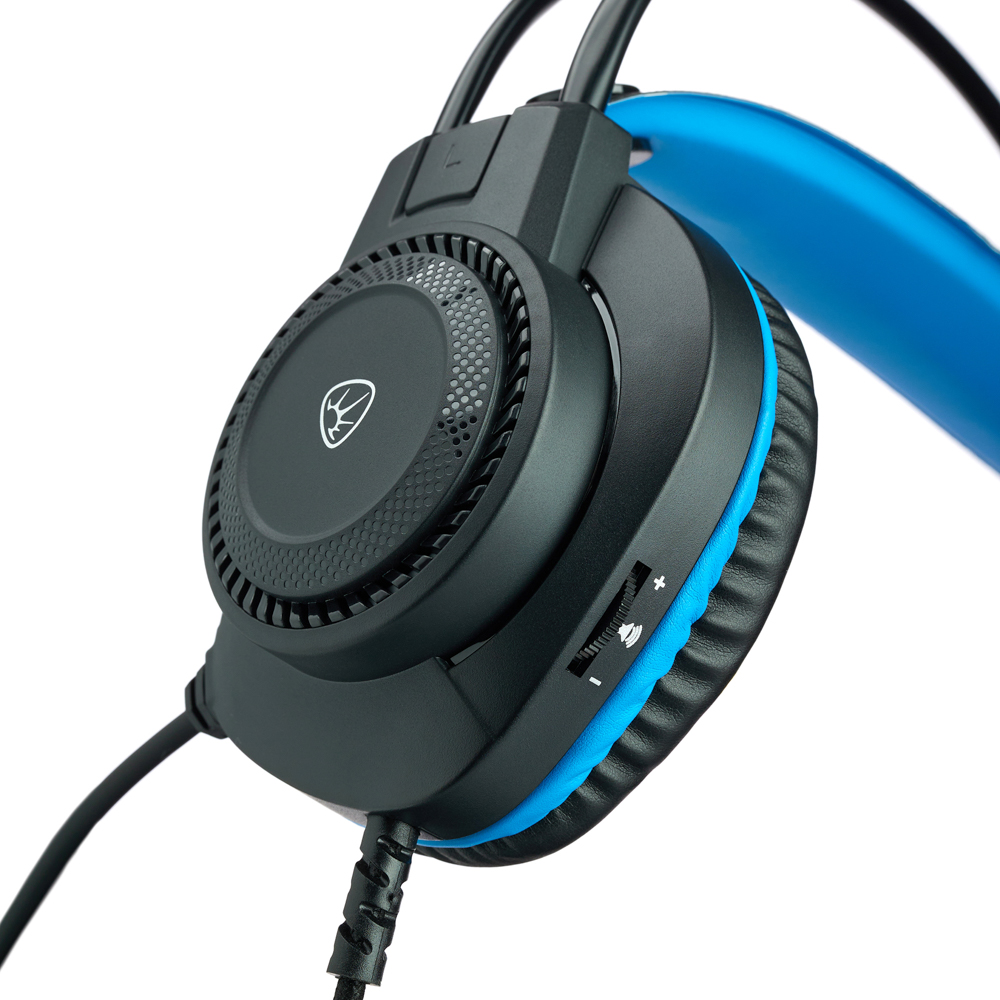 Наушники проводные с микрофоном игровые BY Сabasset 3.5мм 4pin-SPK+MIC 3,2 м, синие, арт.№ 410-081