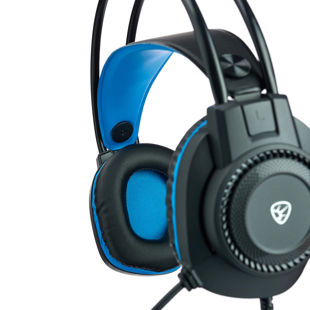 Наушники проводные с микрофоном игровые BY Сabasset 3.5мм 4pin-SPK+MIC 3,2 м, синие, арт.№ 410-081