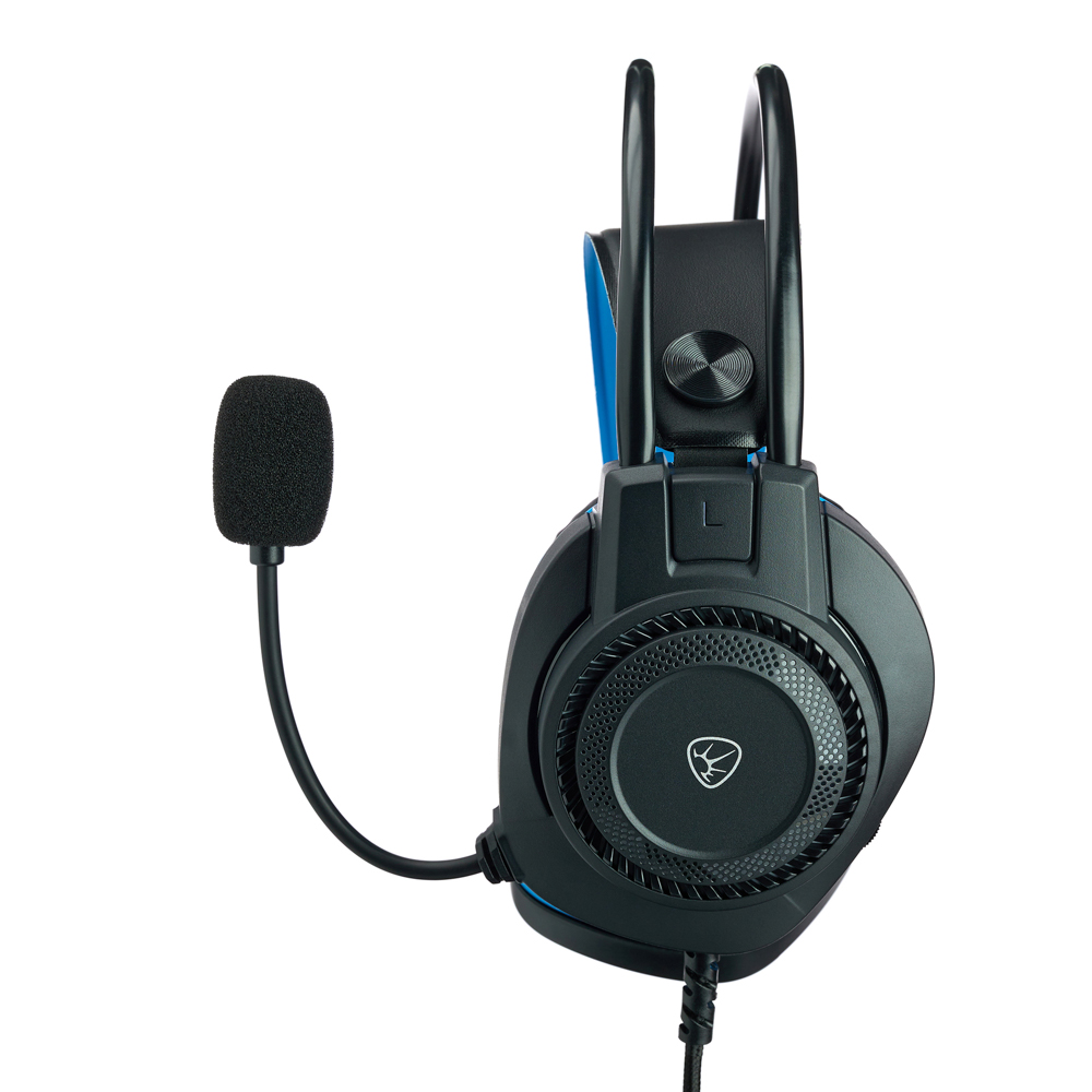 Наушники проводные с микрофоном игровые BY Сabasset 3.5мм 4pin-SPK+MIC 3,2 м, синие, арт.№ 410-081