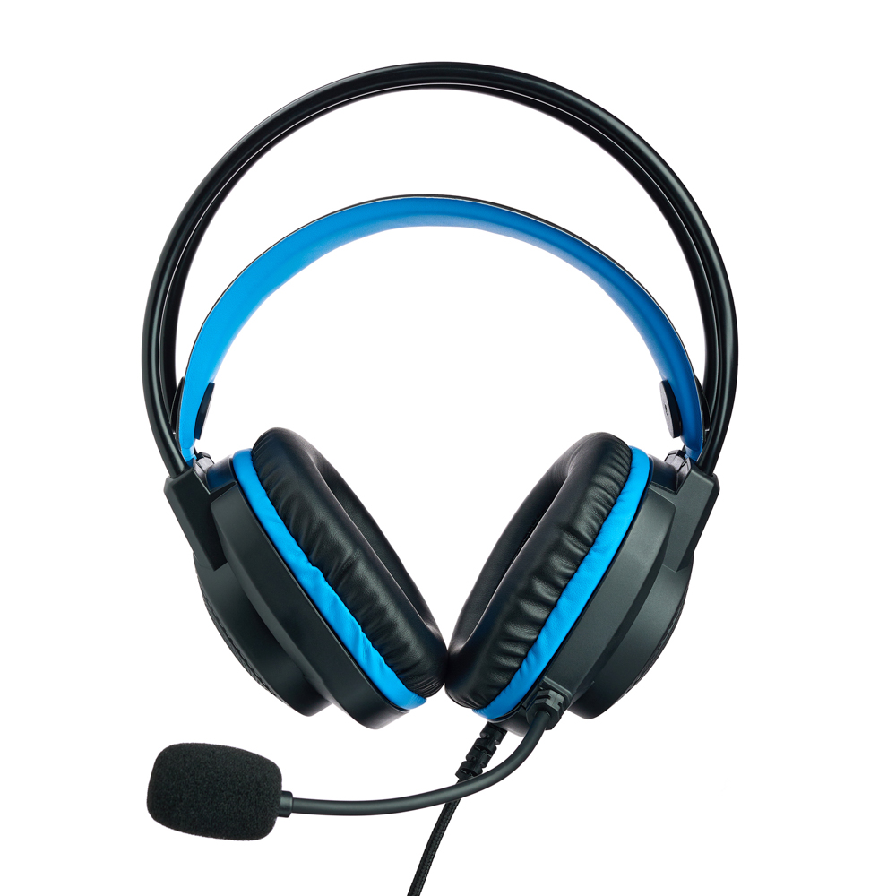 Наушники проводные с микрофоном игровые BY Сabasset 3.5мм 4pin-SPK+MIC 3,2 м, синие, арт.№ 410-081