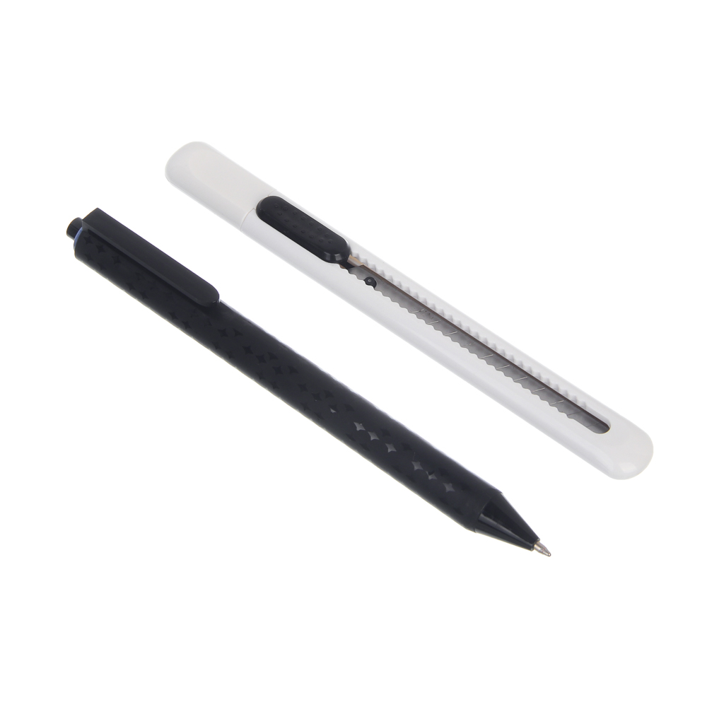 Набор ручка шариковая синяя, нож канцелярский 9мм., опп пакет, арт.№ 591-325