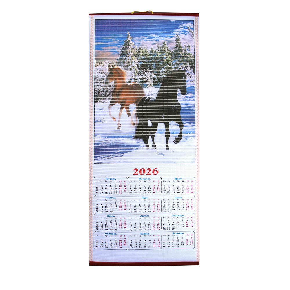 Календарь бамбук полотно, 32x76 см, 5 дизайнов, арт.№ 584-103