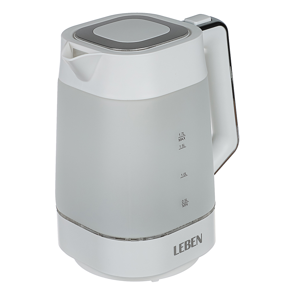 LEBEN Чайник электрический 1,7л матовое стекло, белый, арт.№ 291-140