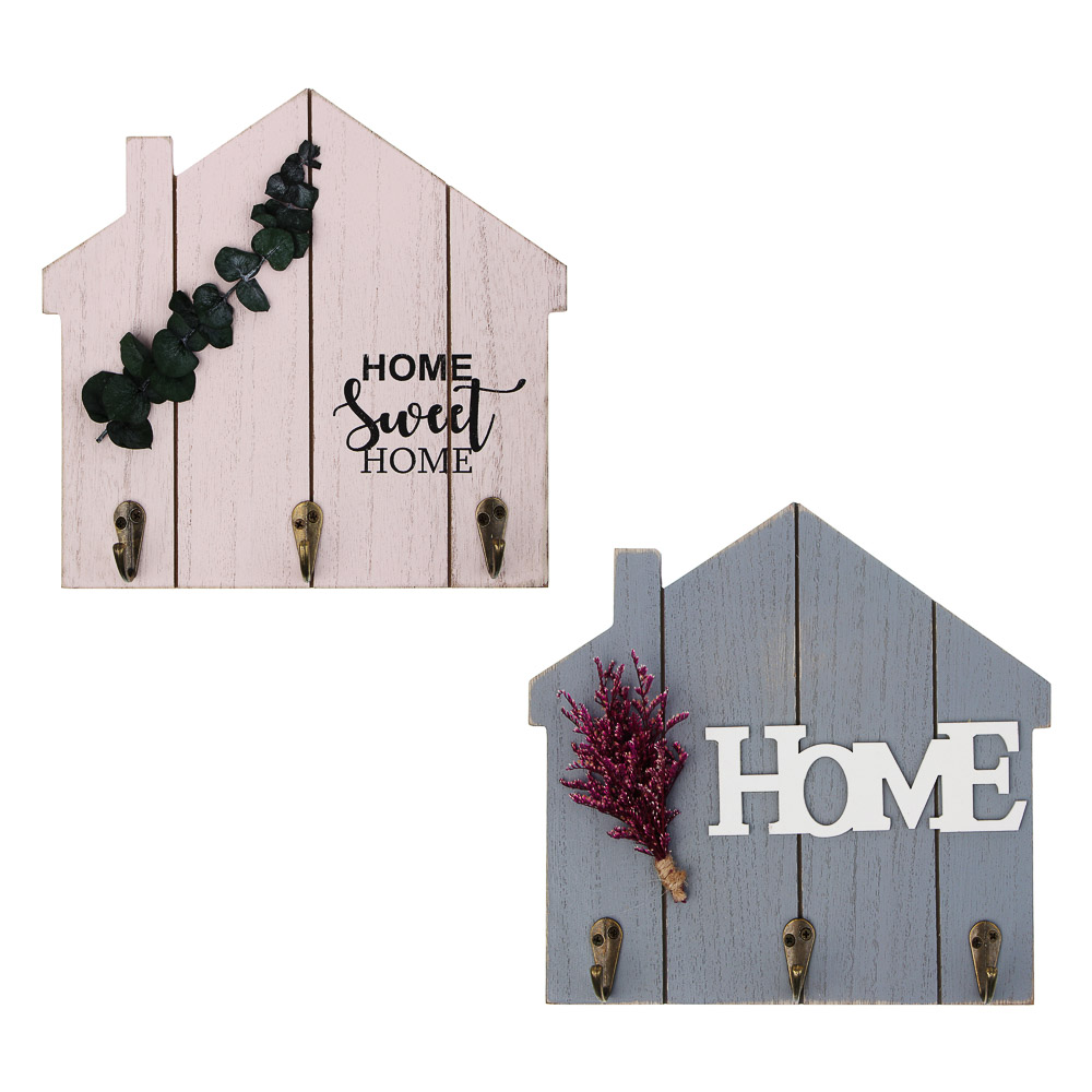 Ключница открытого типа, 3 крючка, 23x21см, МДФ, металл, 2 вида, арт.№ 510-234