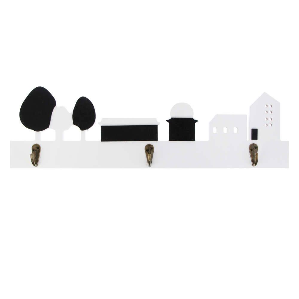 Ключница открытого типа, 3 крючка, 42x12см, МДФ, металл, арт.№ 510-235