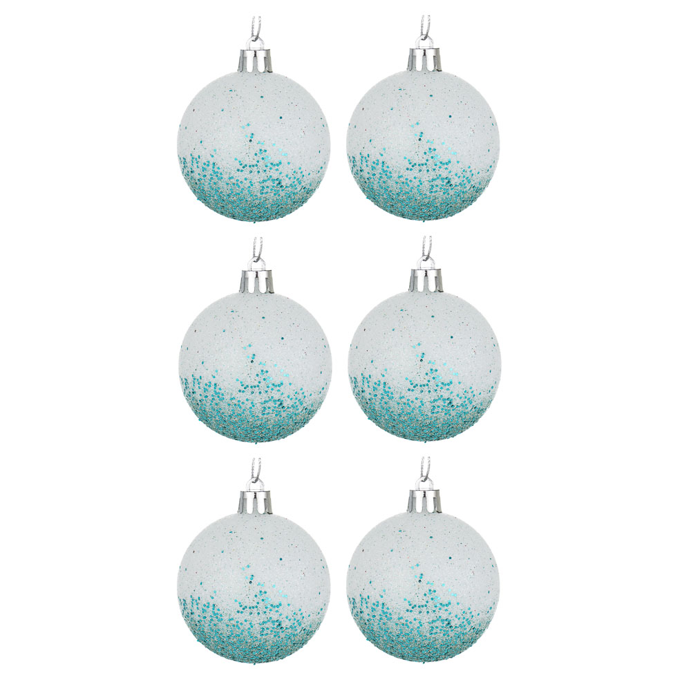 СНОУ БУМ Набор шаров 6 см, 6 шт, синий-белый, подвес, 26-137, арт.№ 373-567