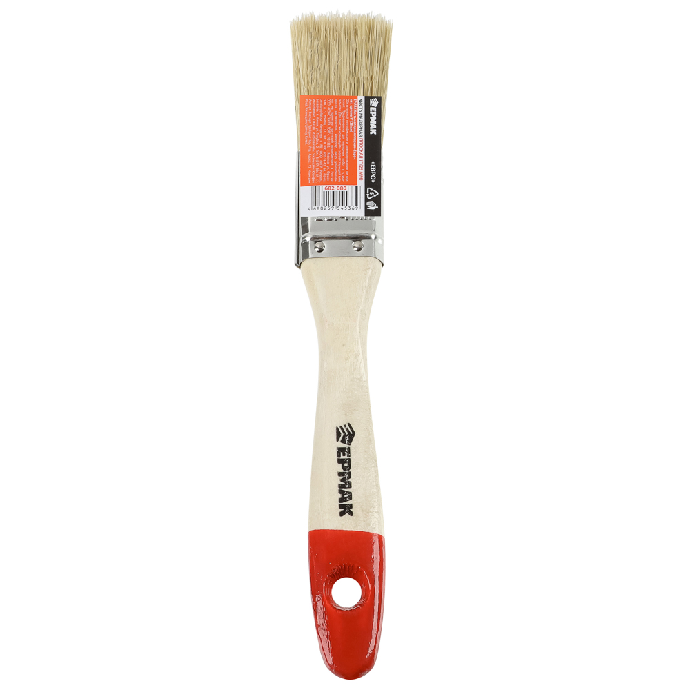 ЕРМАК/HEADMAN Кисть малярная плоская "Евро" нат. щетина 1" (25мм), арт.№ 682-080