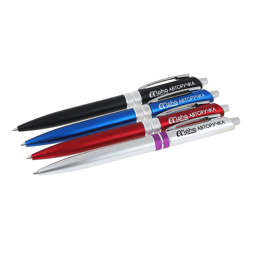 Авторучка шариковая синяя "Альфа", матовый корпус, мет.клип и вставка, пластик, 4 цв. корпуса, арт.№ 626-027