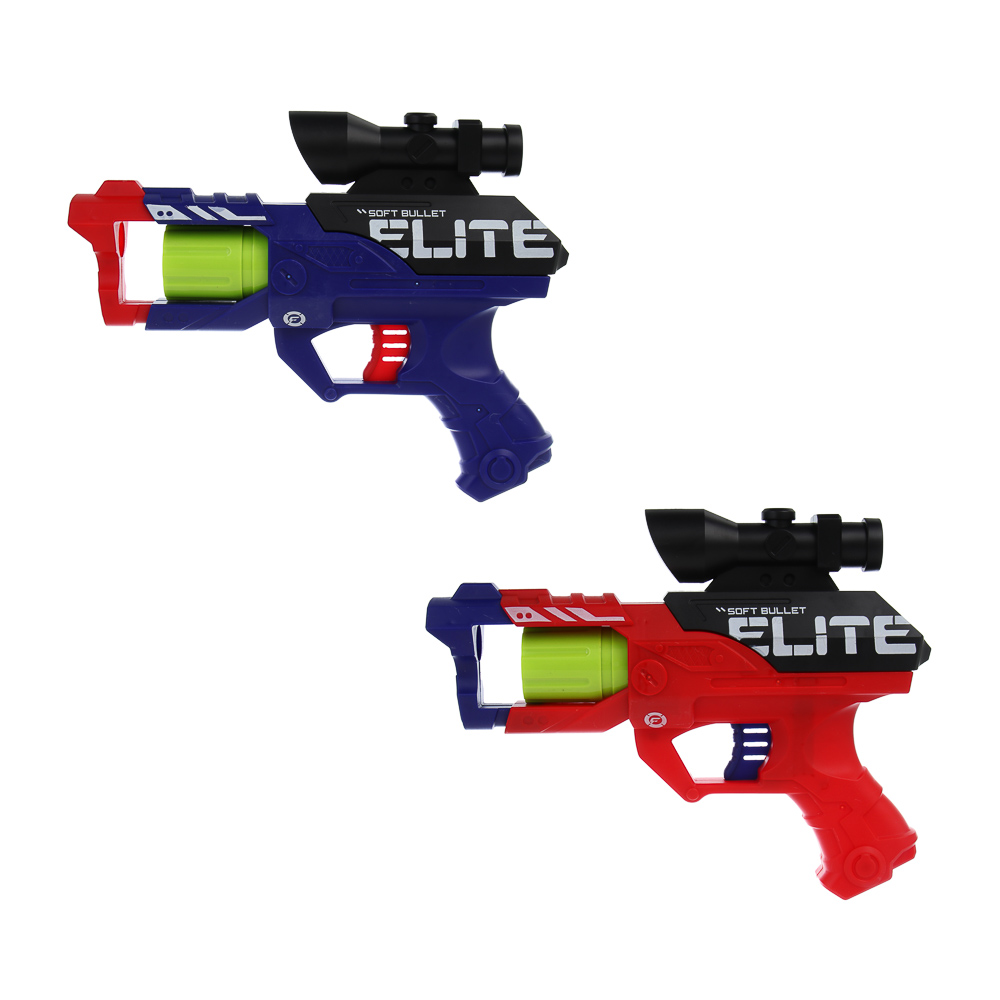 ИГРОЛЕНД Бластер "Меткий выстрел" с мягкими пулями, 12 пуль, ABS, 25х20х8 см, 2 дизайна, арт.№ 261-794