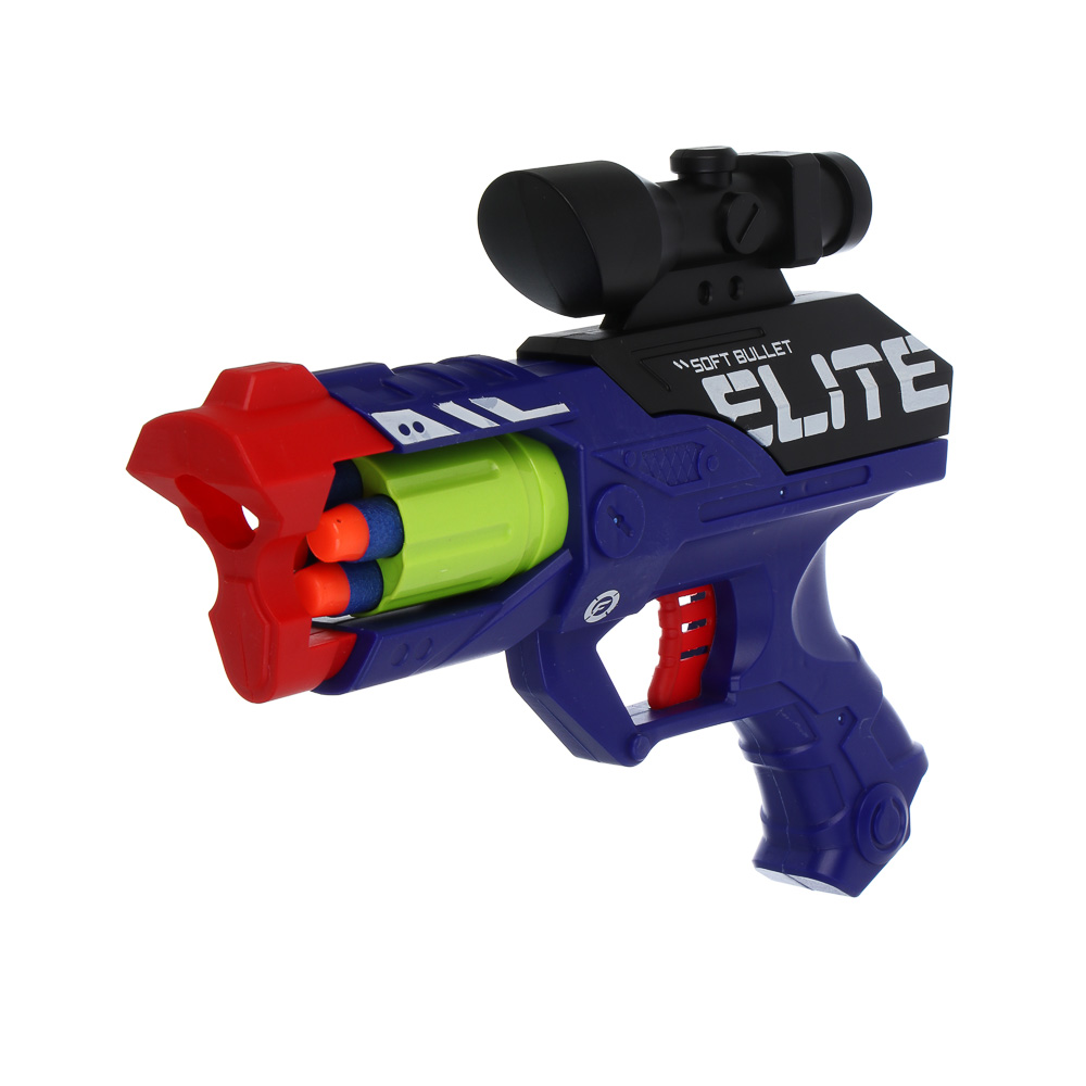 ИГРОЛЕНД Бластер "Меткий выстрел" с мягкими пулями, 12 пуль, ABS, 25х20х8 см, 2 дизайна, арт.№ 261-794