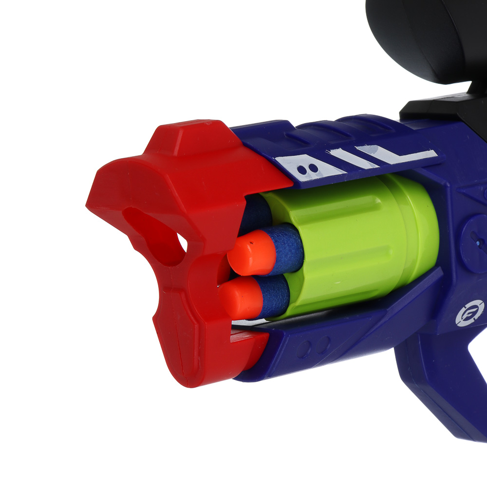 ИГРОЛЕНД Бластер "Меткий выстрел" с мягкими пулями, 12 пуль, ABS, 25х20х8 см, 2 дизайна, арт.№ 261-794