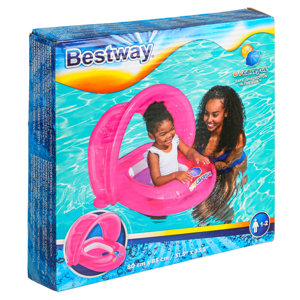 BESTWAY Круг для плавания с сиденьем и тентом 80х85см, ПВХ, 34091, арт.№ 332-057