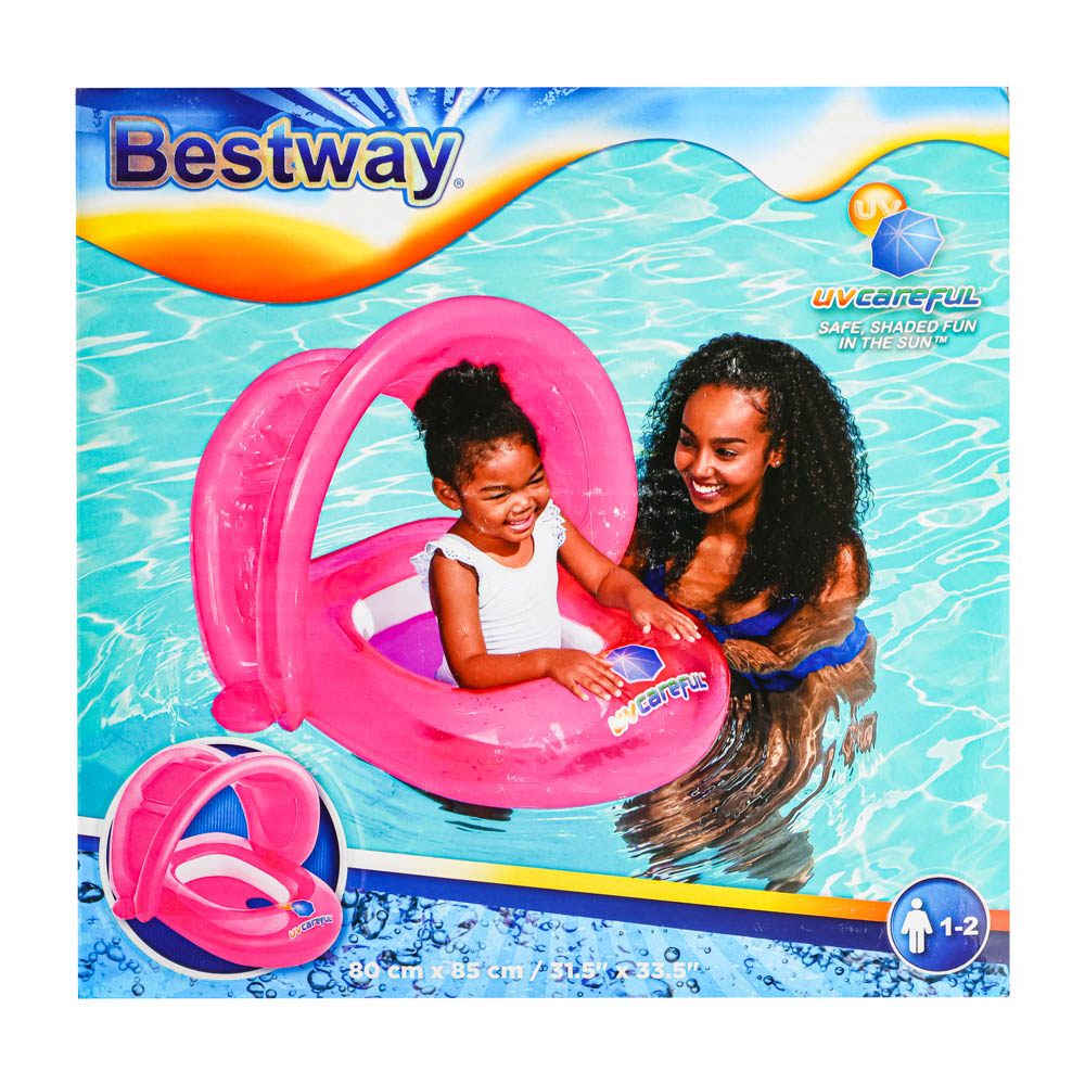 BESTWAY Круг для плавания с сиденьем и тентом 80х85см, ПВХ, 34091, арт.№ 332-057