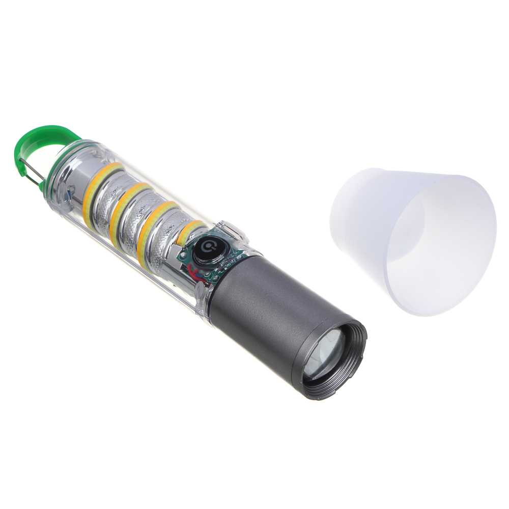 ЕРМАК Фонарь LED СОВ, 7 режимов, 1200 мАч, 175х34 мм, карабин, фокусировка, рассеиватель, арт.№ 221-100