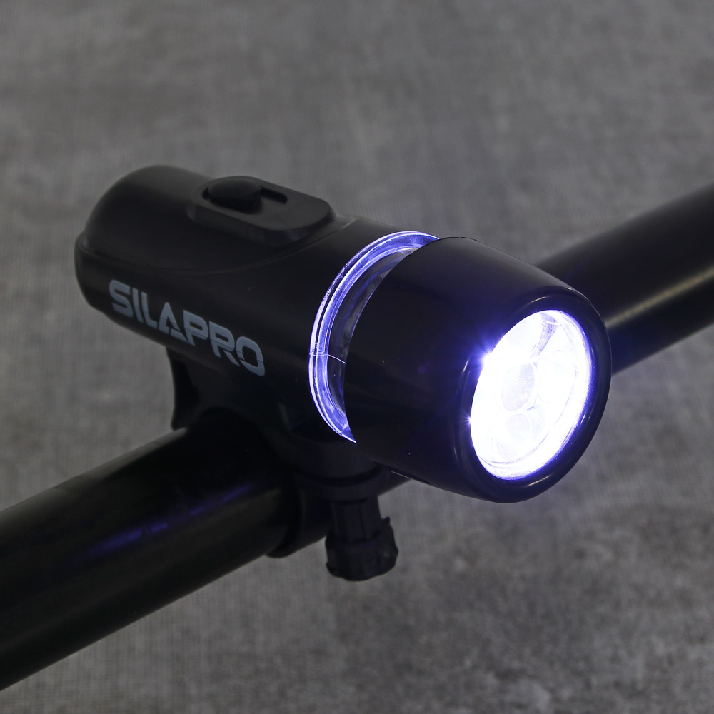 SILAPRO Фонарь велосипедный передний 2 режима, 5 LED,  4xААА, 10х3х6.5см, пластик — купить в МПР SILAPRO Фонарь велосипедный передний 2 режима, 5 LED,  4xААА, 10х3х6.5см, пластик, арт.№ 195-018