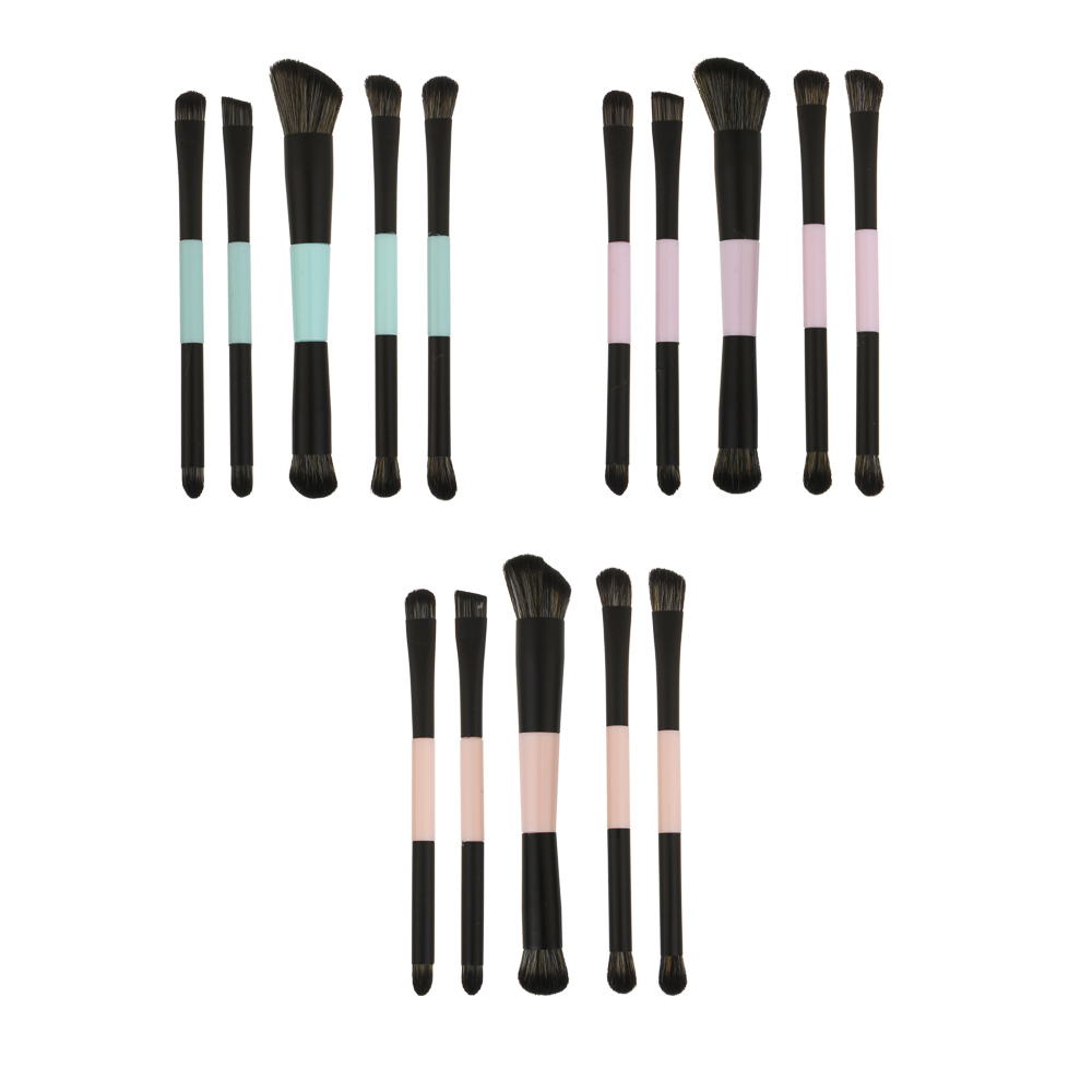 Набор кистей для визажа тм ЮНИLOOK 2-х сторонние 5 шт, пластик, металл, нейлон, 3 цвета, подар.уп., арт.№ 357-403