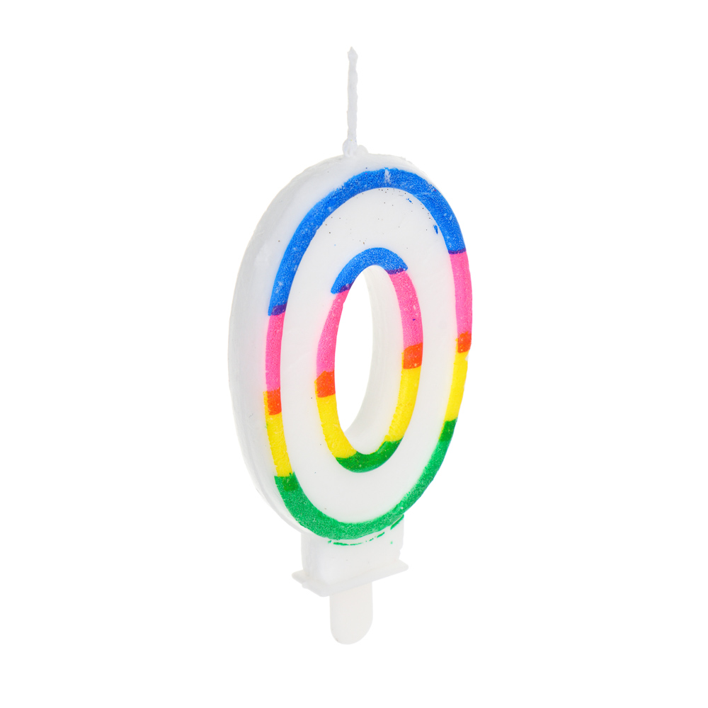 Капитан Весельчак Свеча для торта в форме цифры, с подставкой (0), парафин, PP, арт.№ 506-235