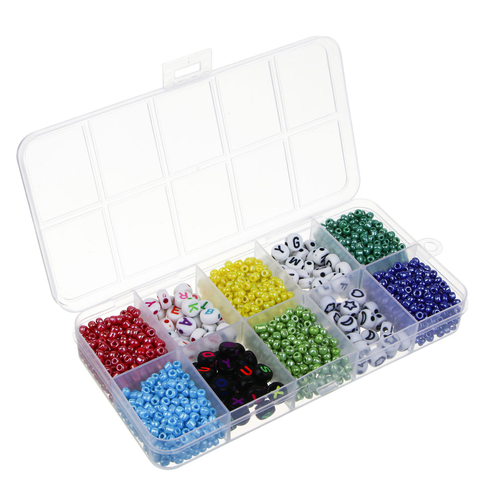 Набор для бисероплетения 10 отделений, пластик, стекло+нить, 6 дизайнов, арт.№ 366-247