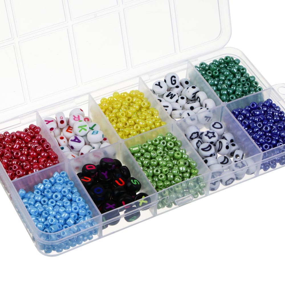 Набор для бисероплетения 10 отделений, пластик, стекло+нить, 6 дизайнов, арт.№ 366-247