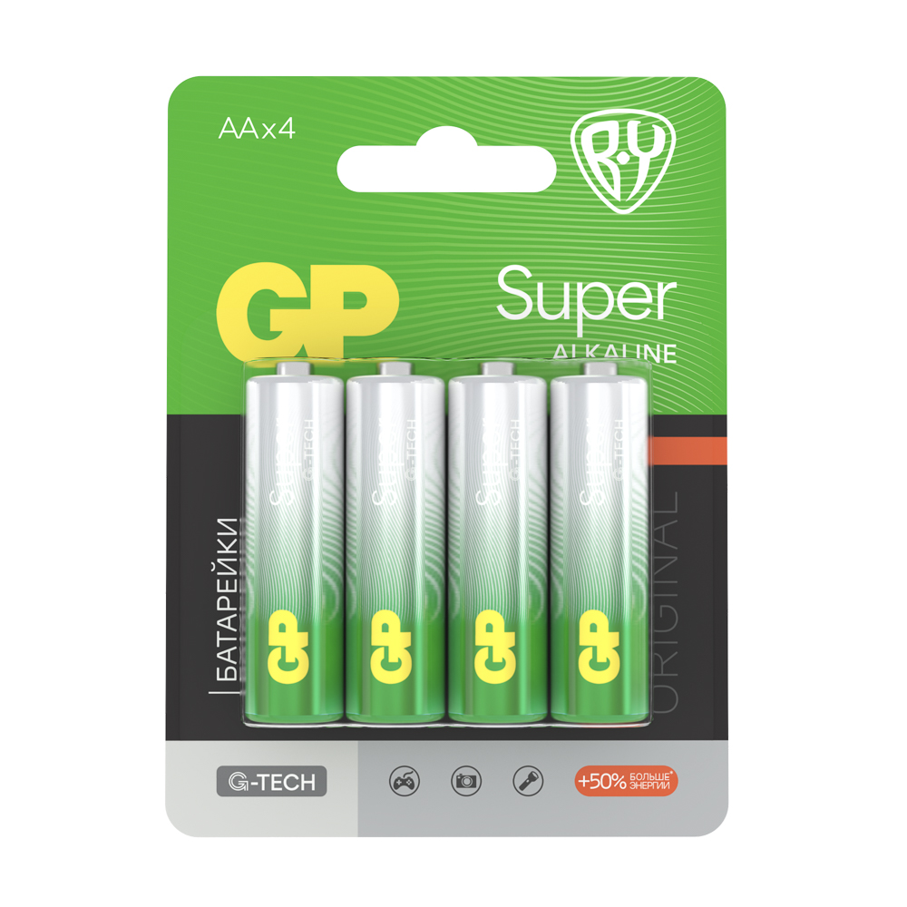 Батарейки AA GP Super BY Original 4шт 15AGM-2CR в блистере, арт.№ 917-094