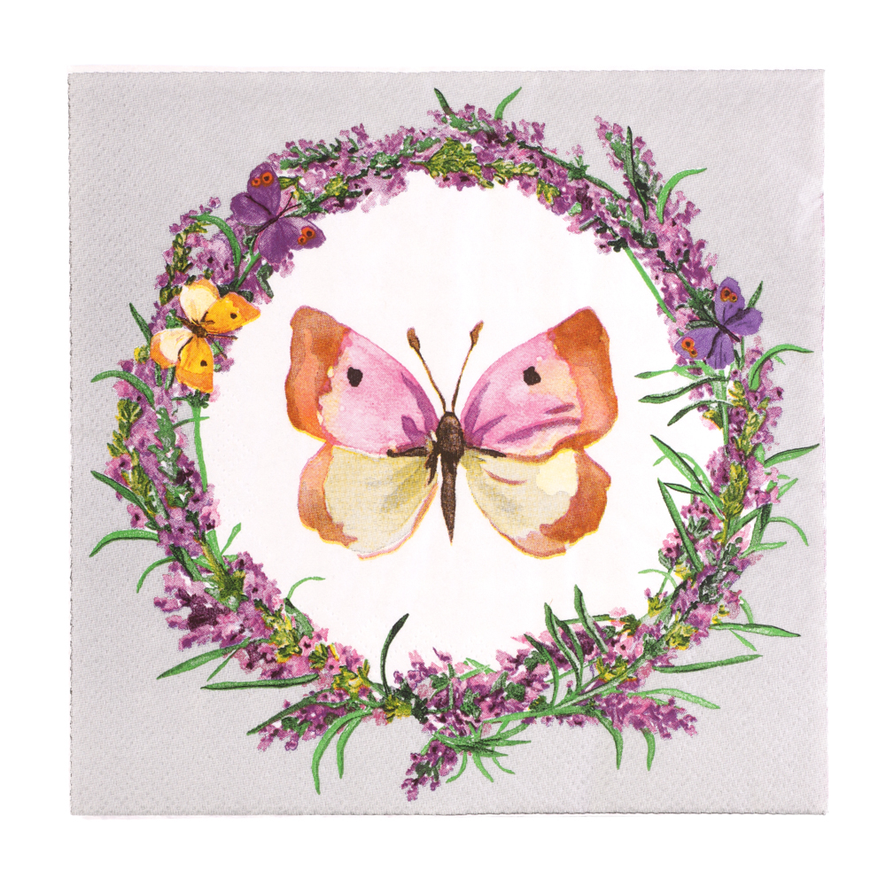 Салфетки бумажные трехслойные Лаванда - 2, 33x33 см, 20 шт, арт.№ 530-377