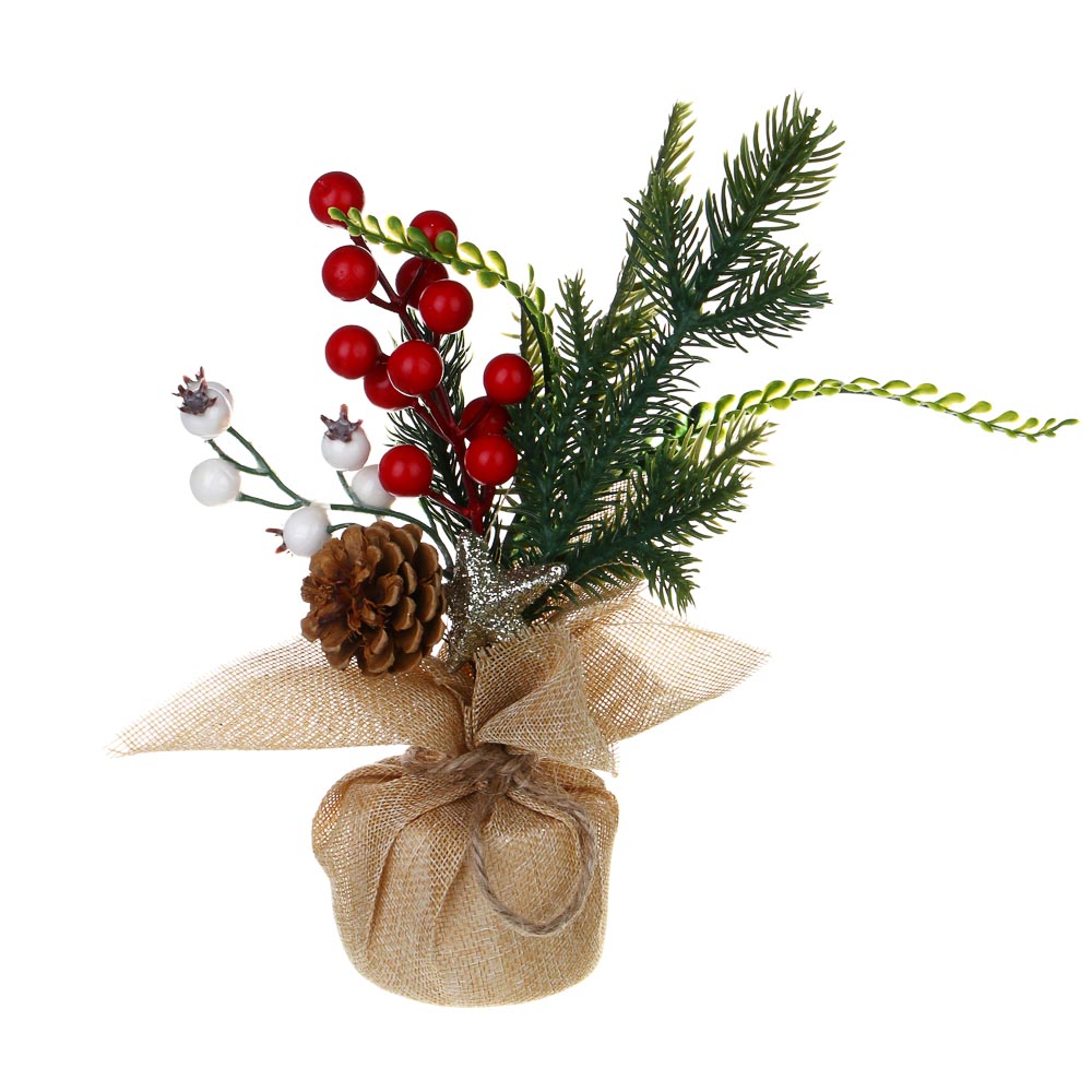 СНОУ БУМ Хвойный декор 29 см, пластик, пенопласт, металл, мешковина, дерево, арт.№ 021-010