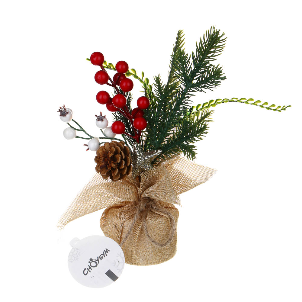 СНОУ БУМ Хвойный декор 29 см, пластик, пенопласт, металл, мешковина, дерево, арт.№ 021-010