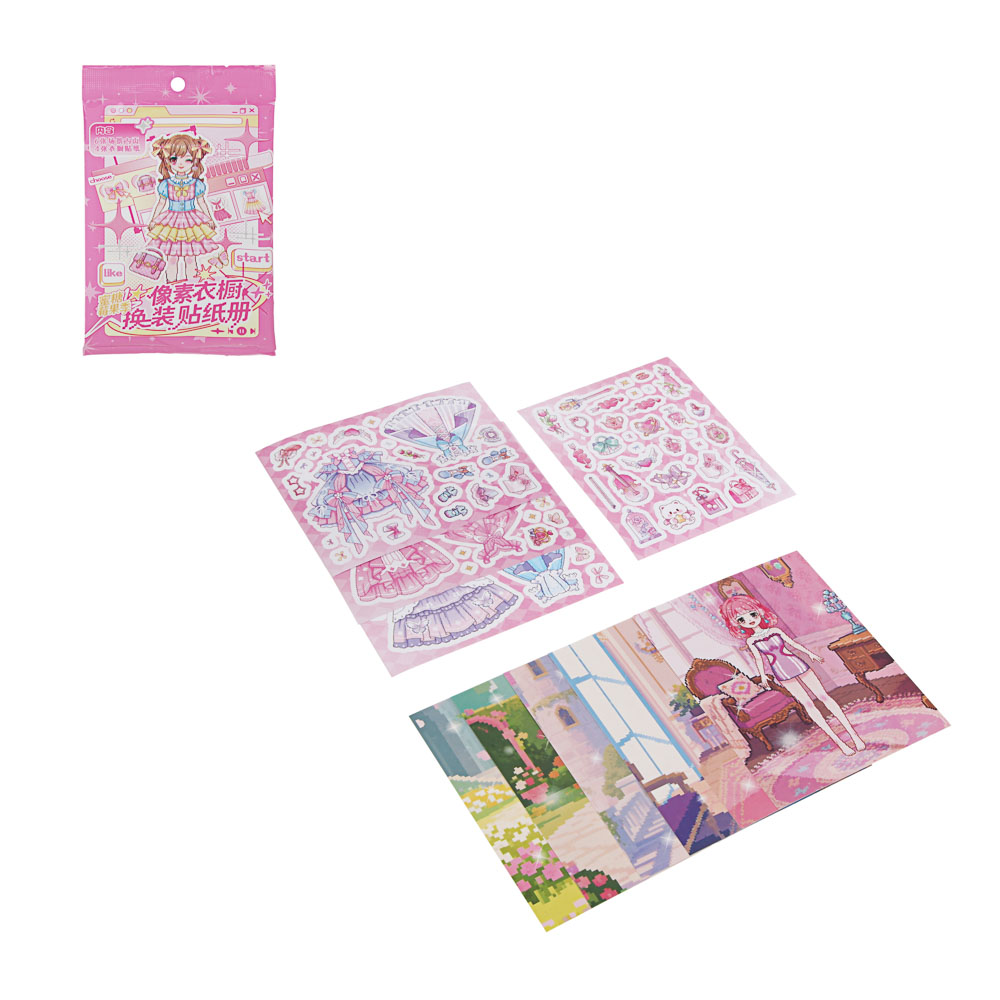 Наклейки для творчества "Модница", бумага, PET, PVC, 19,5х12см, 4 дизайна, арт.№ 281-289