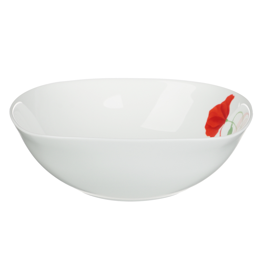 MILLIMI Маки Салатник, опаловое стекло, 480мл, 16.5х5.5см, квадратная форма, арт.№ 818-310