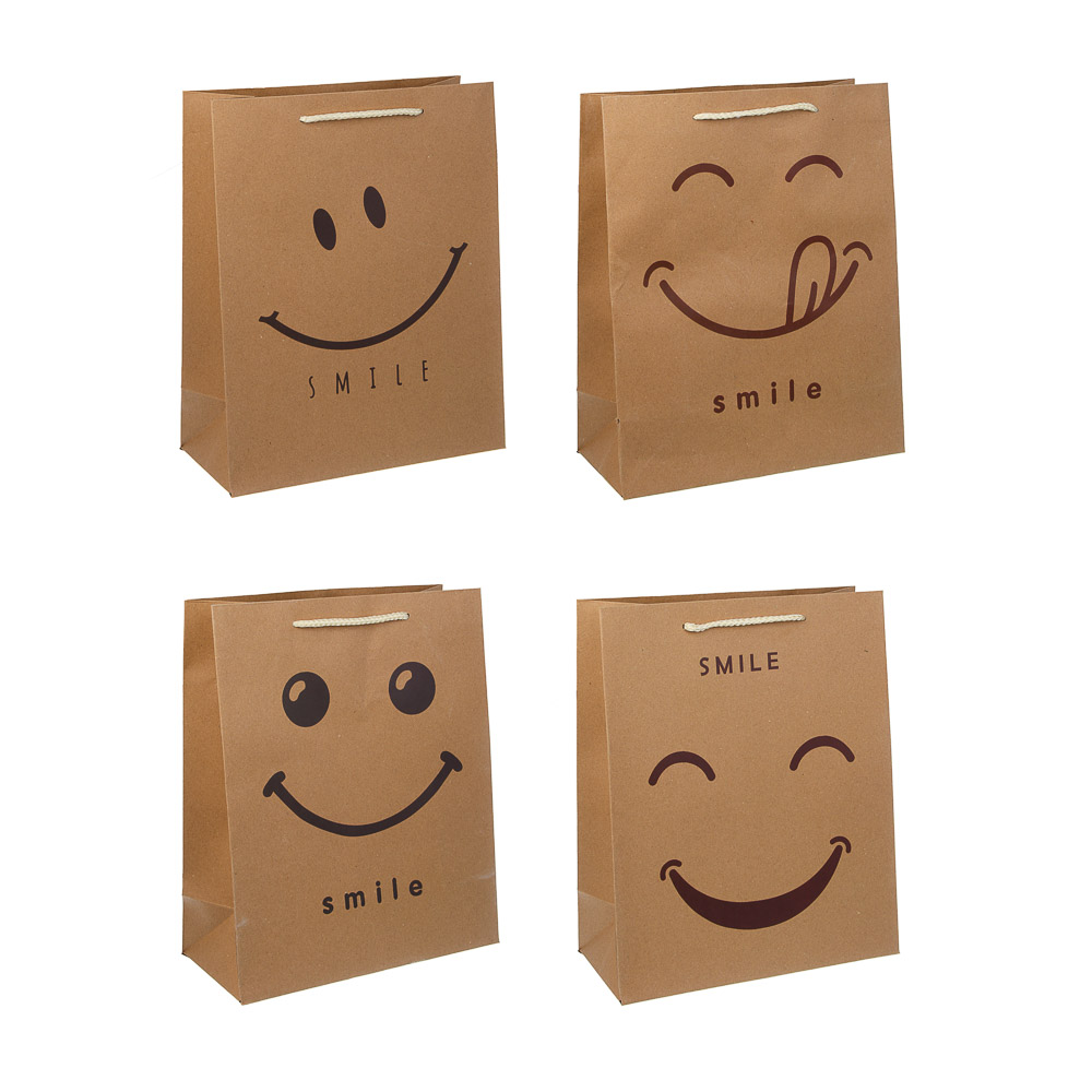 Пакет подарочный, тм Fntastic, крафт, 32x26x12см, бумага, 4 дизайна, арт.№ 507-423