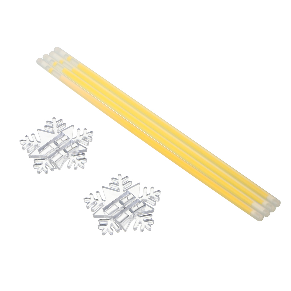 СНОУ БУМ Набор неоновых браслетов со снежинками 2 шт, 4 палочки по 20 см, пластик, арт.№ 393-360