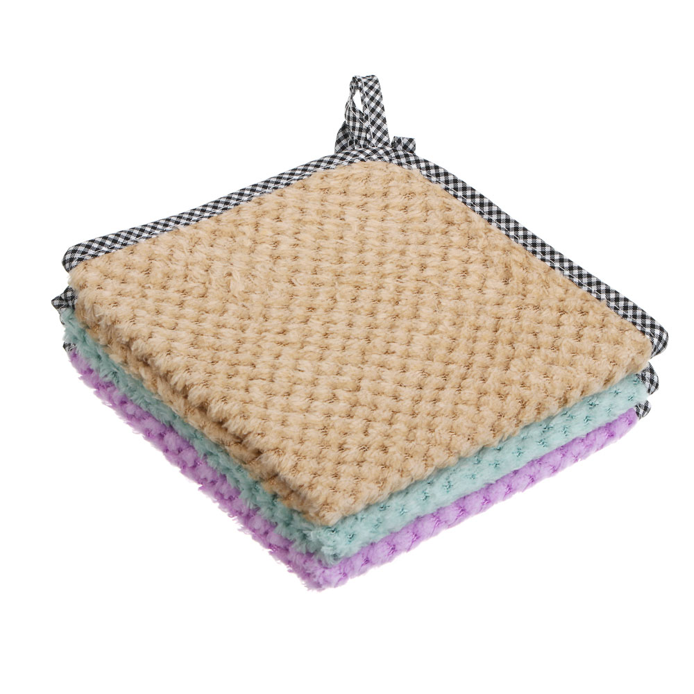 Салфетка из микрофибры с петелькой тм VETTA, 30x30см, 215г/кв.м., 3 цвета, арт.№ 448-366