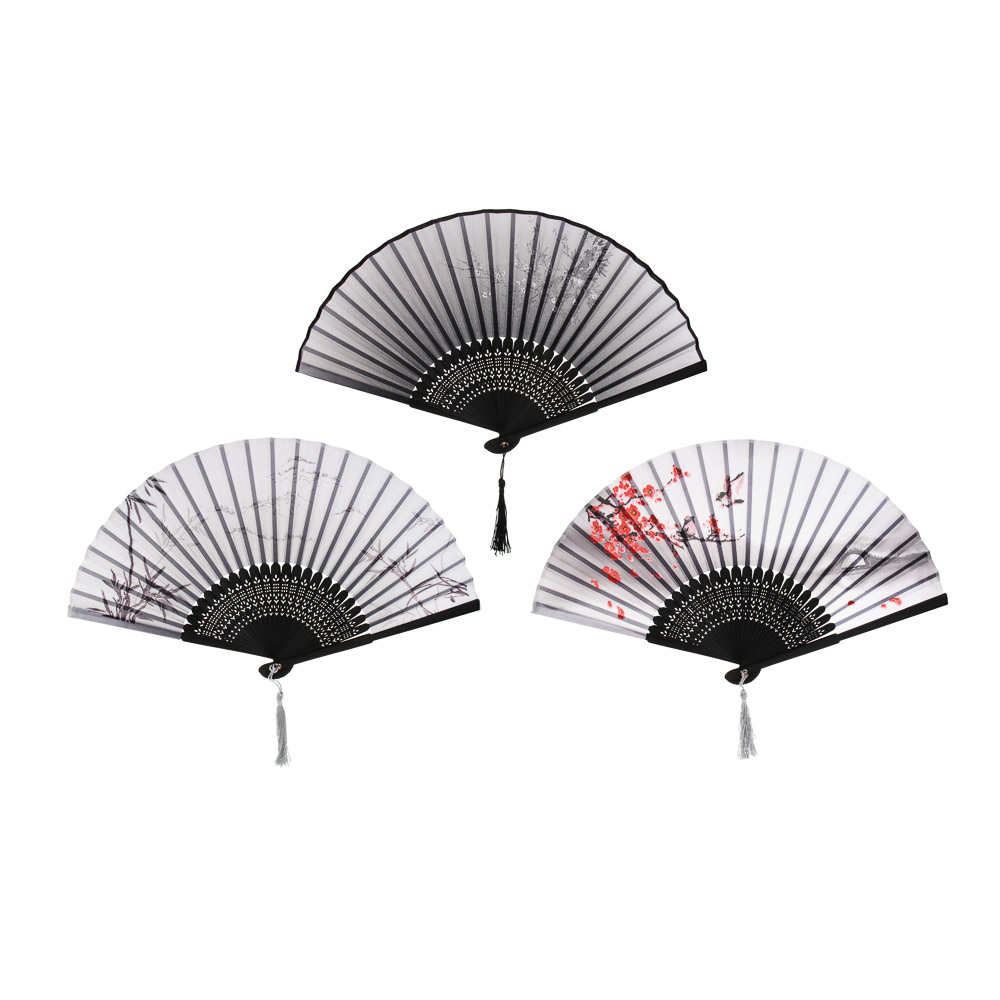 Веер складной тм GALANTE, тканевый с рисунком сакуры, 21 см, бамбук, полиэстер, 3 дизайна, арт.№ 328-324