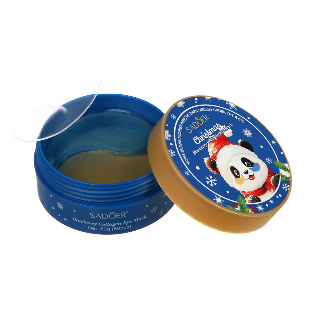 Патчи для глаз увлажняющие от темных кругов 60 шт тм SADOER Merry Xmas, черника и коллаген, арт.№ 022-182