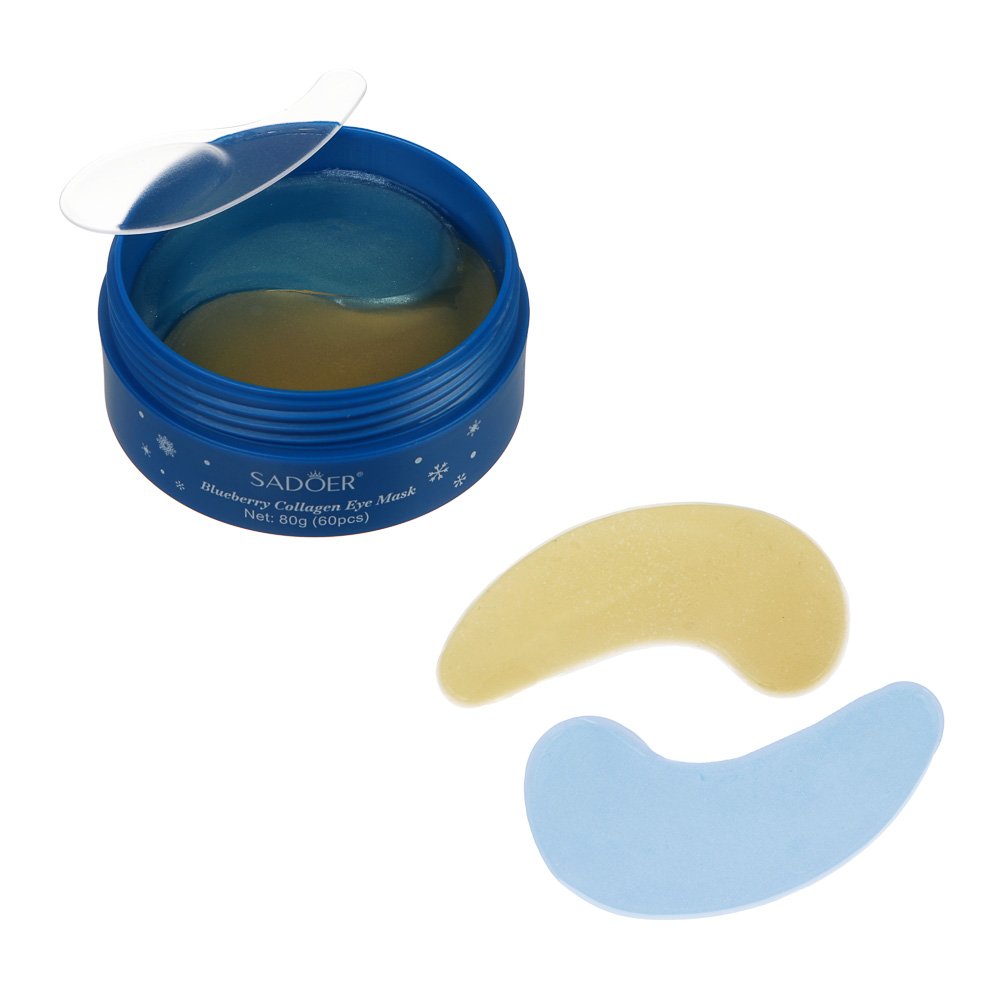Патчи для глаз увлажняющие от темных кругов 60 шт тм SADOER Merry Xmas, черника и коллаген, арт.№ 022-182