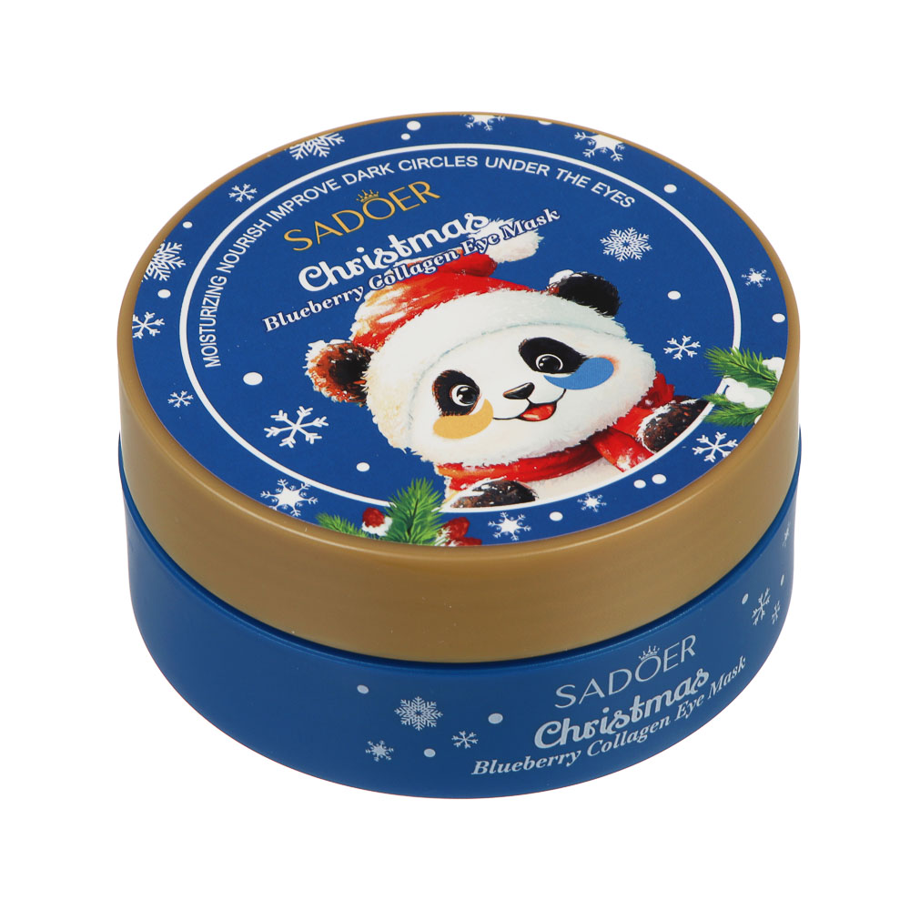 Патчи для глаз увлажняющие от темных кругов 60 шт тм SADOER Merry Xmas, черника и коллаген, арт.№ 022-182