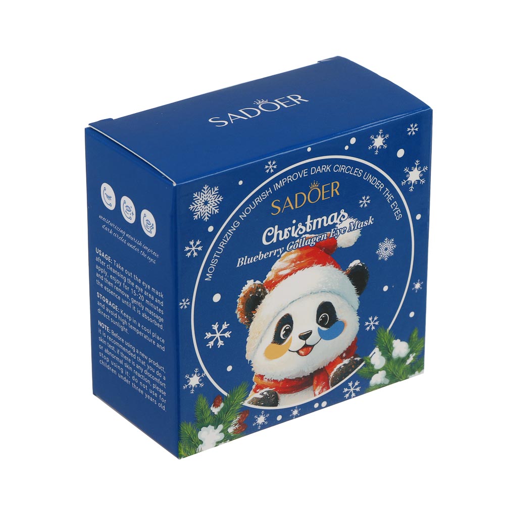 Патчи для глаз увлажняющие от темных кругов 60 шт тм SADOER Merry Xmas, черника и коллаген, арт.№ 022-182