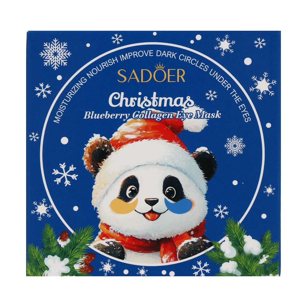 Патчи для глаз увлажняющие от темных кругов 60 шт тм SADOER Merry Xmas, черника и коллаген, арт.№ 022-182