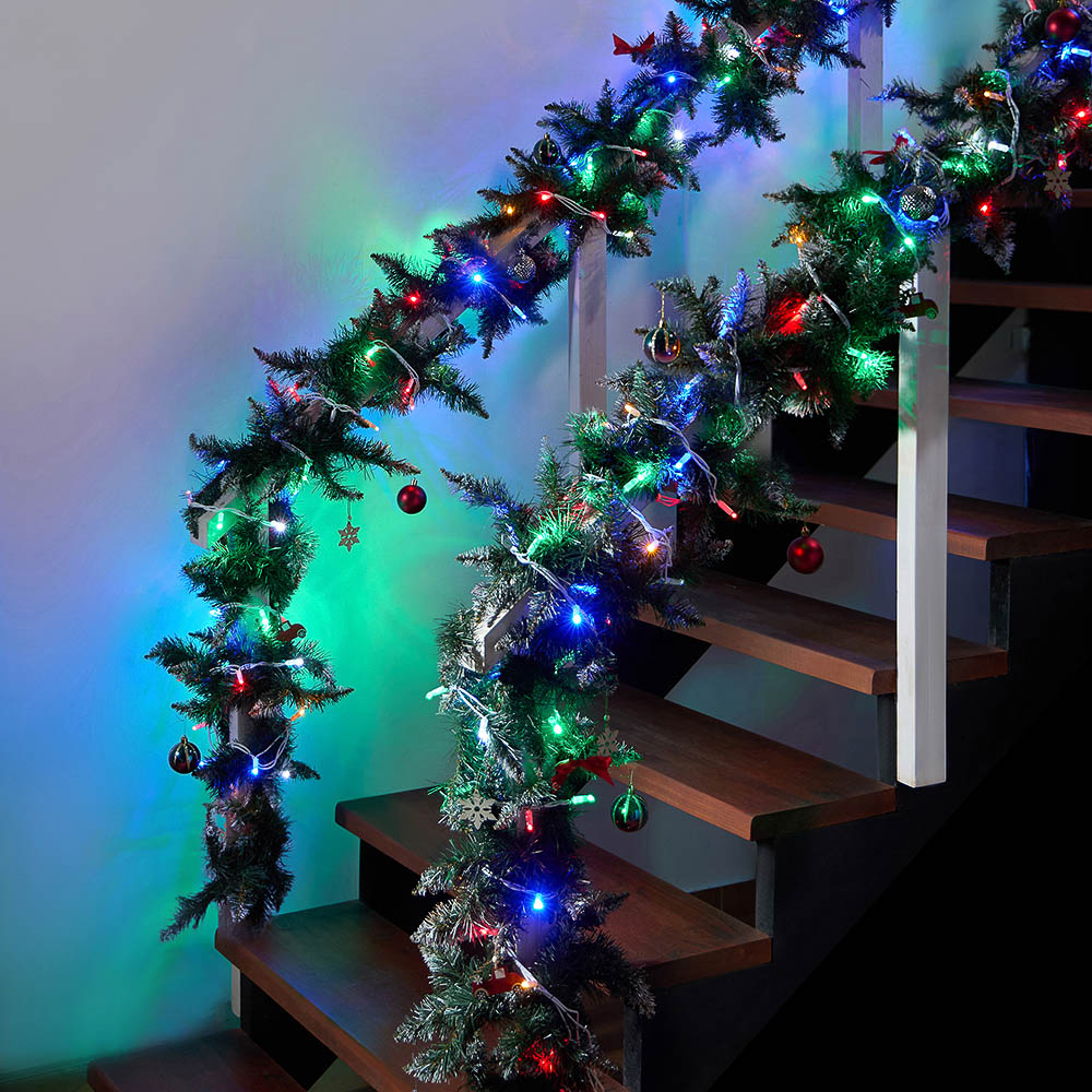 Гирлянда уличная вьюн 10 м BY, 100 LED ламп, свечение мульти, ПВХ белый, мерцание, коннектор, 220В, IP65, арт.№ 351-771