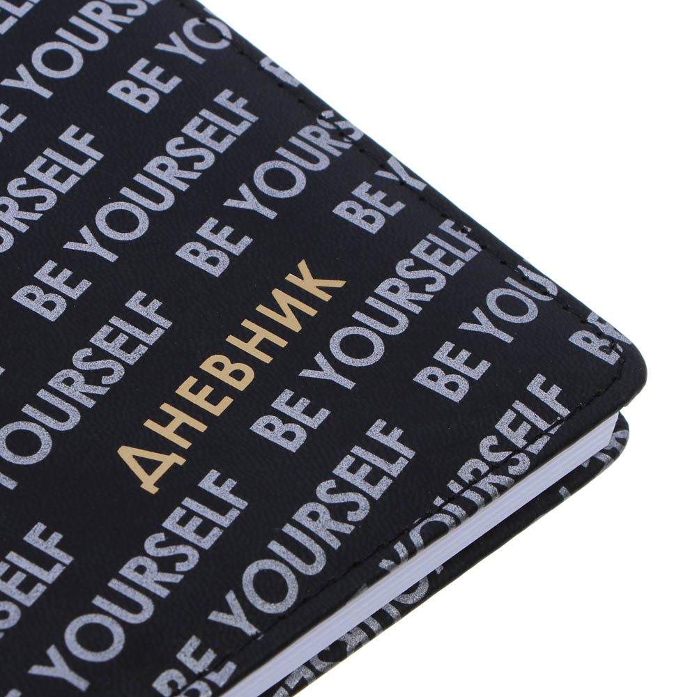 Дневник школьный 48 листов формат А5+ BY "Будь собой", 20,8х16,5 см, твердая обложка с поролоном, искусственная кожа, тиснение, закладка, арт.№ 564-055