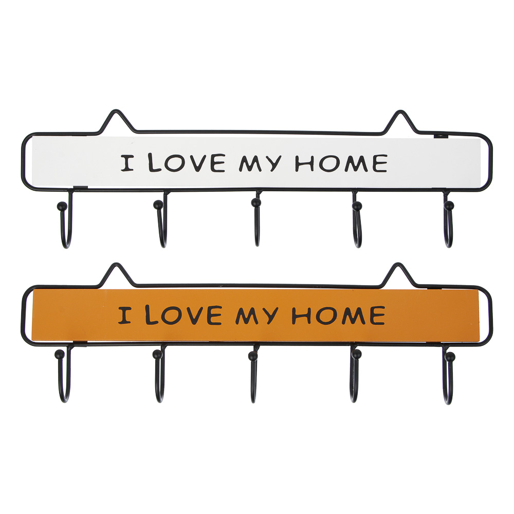 Ключница открытого типа, 5 крючков, 38,5x12см, МДФ, металл, 2 вида, арт.№ 510-238