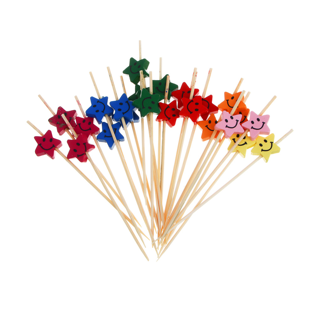 Шпажки "Звезды", 12x2см, бамбук, дерево, 24 шт, арт.№ 349-604